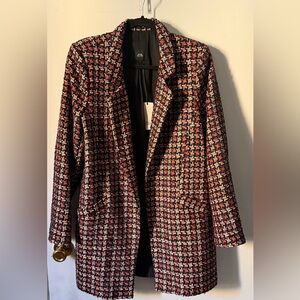 River Island Tweed Coat | Textured Woven Blazer Coat | Size US 12